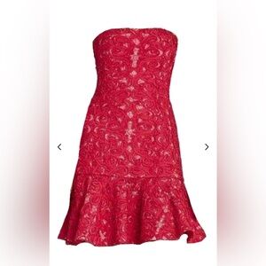 BCBGMaxAzria Marina Strapless Dress in Color Rio Red